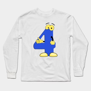 Number 4 Smiley Monogram Face Emoji Shirt for Men Women Kids Long Sleeve T-Shirt